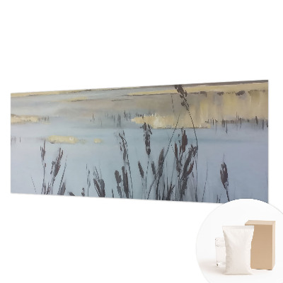 Fotobehang woonkamer met een rustig meer als motief