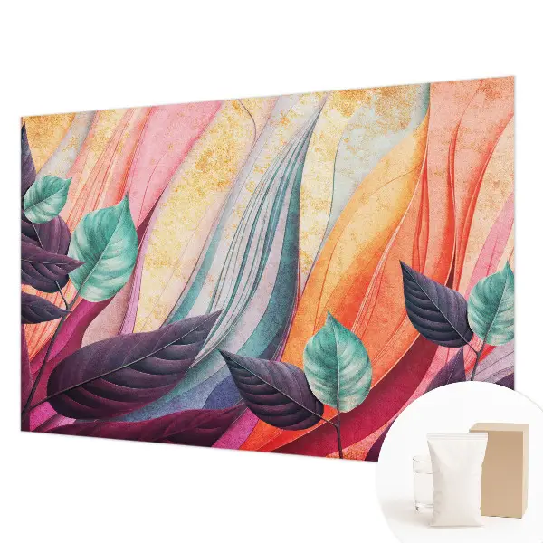 Modern fotobehang voor de woonkamer met een abstract bladmotief