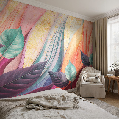 Modern fotobehang voor de woonkamer Abstracte bladeren