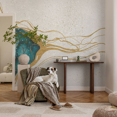 Groot fotobehang Turkooizen lijnen
