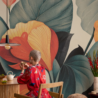 Fotobehang vlies met een kleurrijk bloemenpatroon