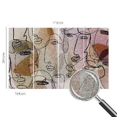Behang met print met lineaire vlakken als dessin