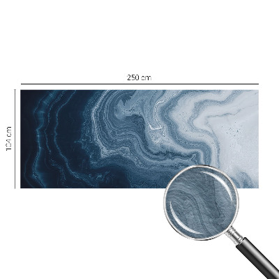 Muurbehang met blauw golvend patroon