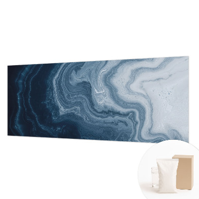 Muurbehang met blauw golvend patroon