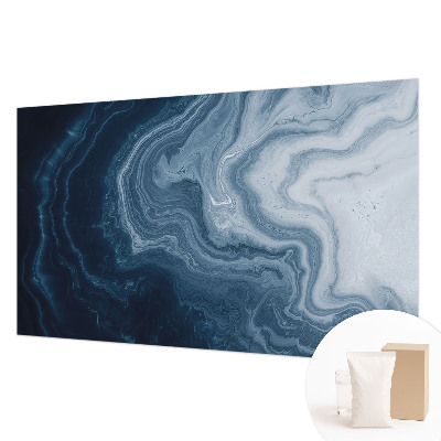 Muurbehang met blauw golvend patroon