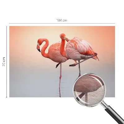 Fotobehang voor de woonkamer met een subtiel dessin van delicate flamingo's
