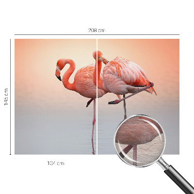 Fotobehang voor de woonkamer Delicate flamingo's