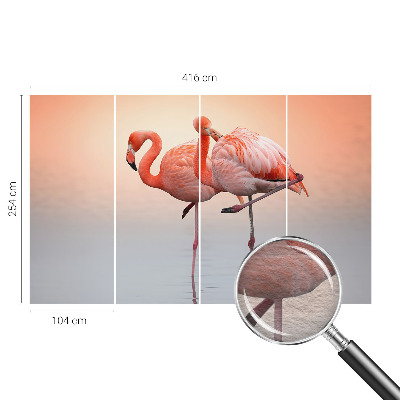 Fotobehang voor de woonkamer Delicate flamingo's
