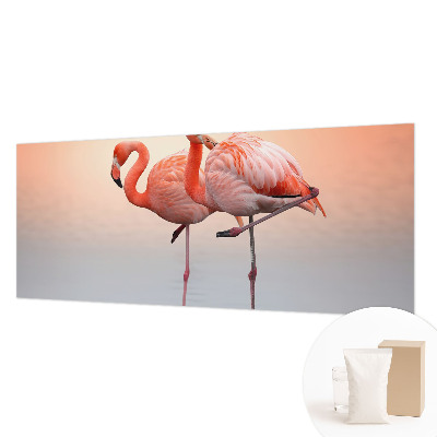 Fotobehang voor de woonkamer Delicate flamingo's