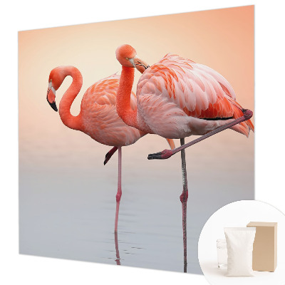 Fotobehang voor de woonkamer Delicate flamingo's