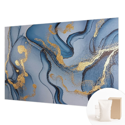 Modern fotobehang voor de woonkamer met blauwe golven als motief