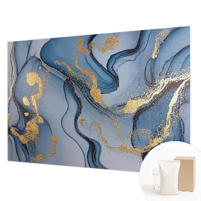 Modern fotobehang voor de woonkamer met blauwe golven als motief