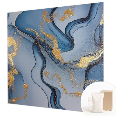 Modern fotobehang voor de woonkamer met blauwe golven als motief