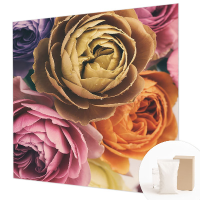 Vlies fotobehang met een kleurrijk rozenmotief