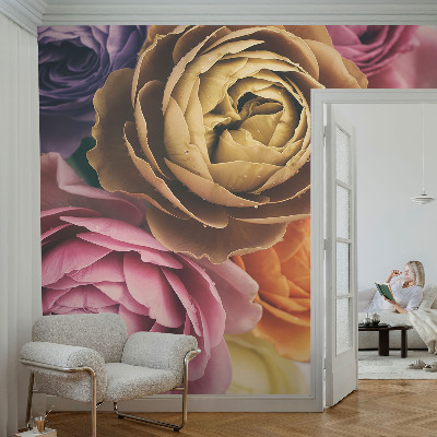 Vlies fotobehang Kleurrijke rozen