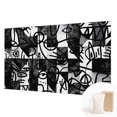 Uniek fotobehang met een ontwerp van chaotische tekeningen
