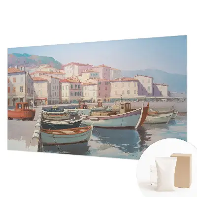 Fotobehang slaapkamer met een haven aan zee