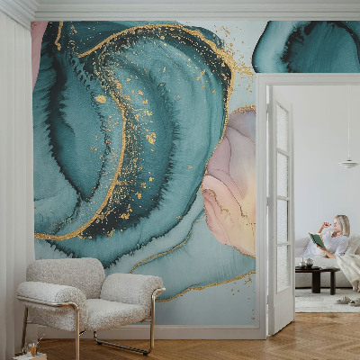 Hoogwaardig fotobehang met artistieke golvende lijnen als patroon