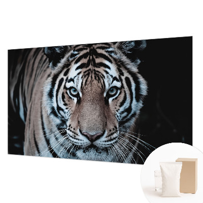 Vlies fotobehang met een close-up portret van een tijger