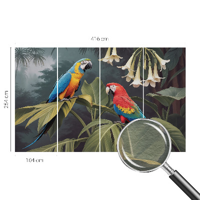 Kwalitatief fotobehang met kleurrijke papegaaien als motief