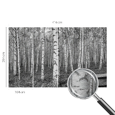 Muurbehang met een berkenbosmotief