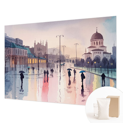 Fotobehang woonkamer Een regenachtige wandeling