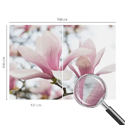 Fotobehang slaapkamer met magnoliabloemen