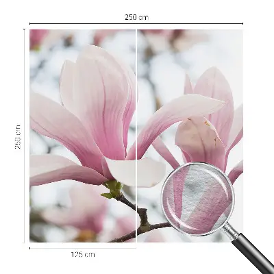 Fotobehang slaapkamer met magnoliabloemen