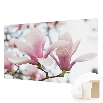 Fotobehang slaapkamer met magnoliabloemen