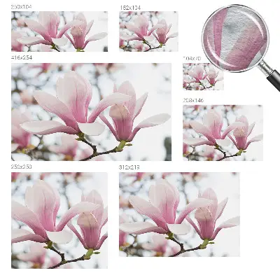 Fotobehang slaapkamer met magnoliabloemen