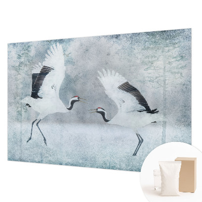Modern fotobehang met een harmonieuze print van kraanvogels