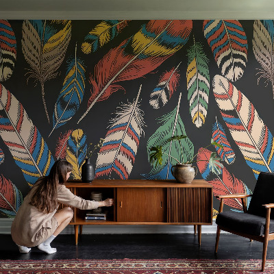 Fotobehang voor de woonkamer Kleurrijke veren