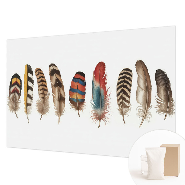 Uniek fotobehang met een kleurrijk verenmotief