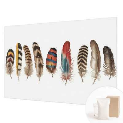 Uniek fotobehang met een kleurrijk verenmotief