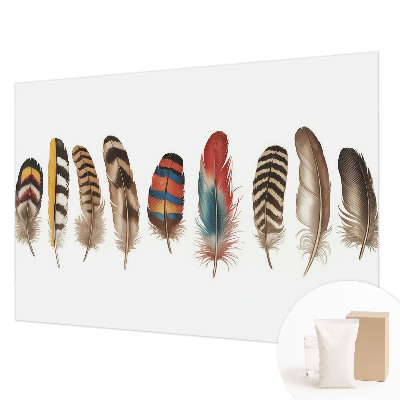 Uniek fotobehang met een kleurrijk verenmotief
