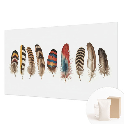 Uniek fotobehang met een kleurrijk verenmotief