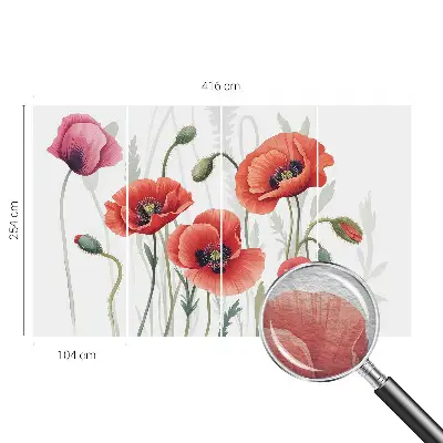 Vlies fotobehang met een ontwerp van rode klaprozen