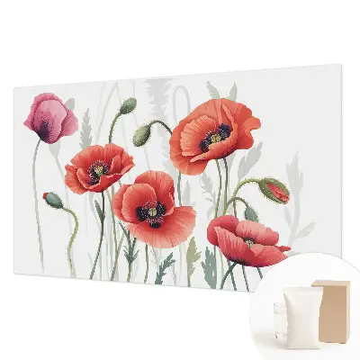 Vlies fotobehang met een ontwerp van rode klaprozen