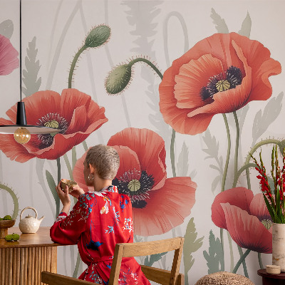 Vlies fotobehang Rode klaprozen