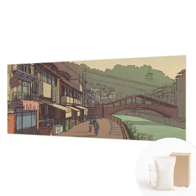 Fotobehang met een pastelachtig landschap