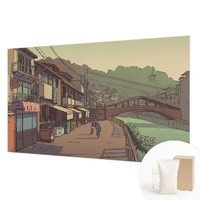 Fotobehang met een pastelachtig landschap