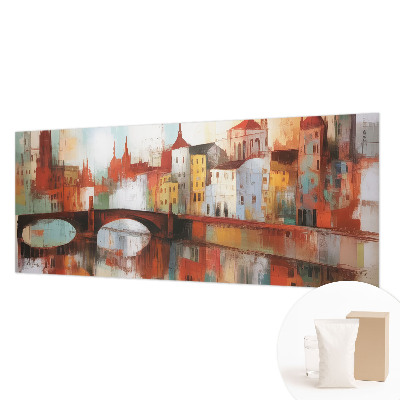 Behang met print met een stadslandschap als motief