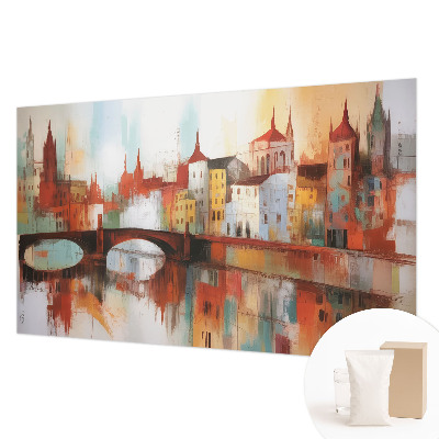 Behang met print met een stadslandschap als motief