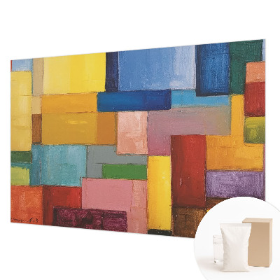 Fotobehang slaapkamer met gekleurde rechthoeken als patroon
