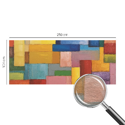 Fotobehang slaapkamer met gekleurde rechthoeken als patroon