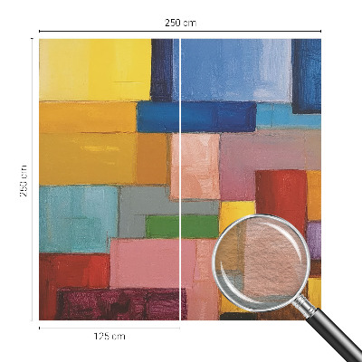 Fotobehang slaapkamer met gekleurde rechthoeken als patroon