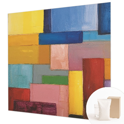 Fotobehang slaapkamer met gekleurde rechthoeken als patroon