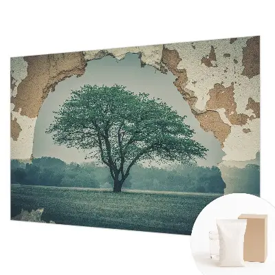 Fotobehang voor de woonkamer met een eenzame boom als centraal motief