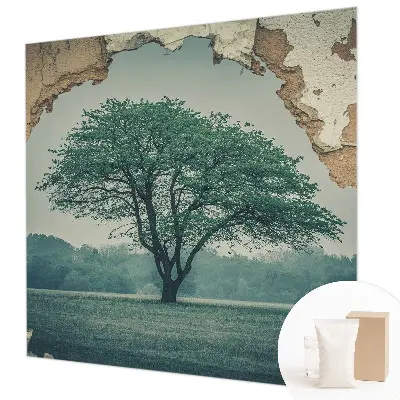 Fotobehang voor de woonkamer met een eenzame boom als centraal motief