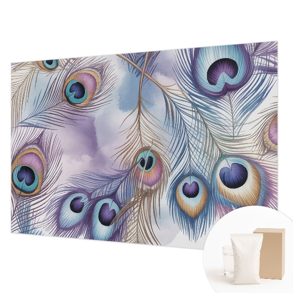 Modern fotobehang met pauwenveren als print